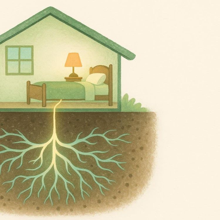 Icon combining an electrical plug and a leaf to symbolize earthing technology.