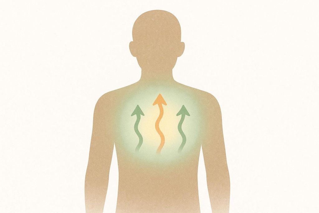 Illustration of a human silhouette with a glowing aura and directional arrows, representing a boosted metabolism.