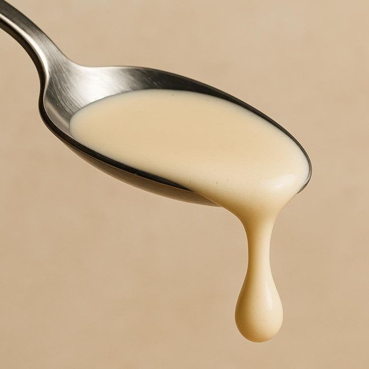 Close-up of liposomal liquid being poured onto a spoon