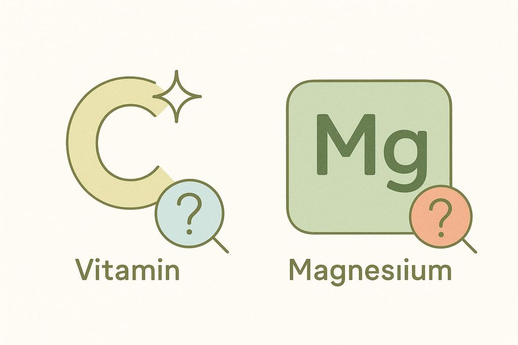 Icons representing Vitamin C and Magnesium, each with a question mark, symbolizing potential nutrient deficiencies on a carnivore diet.