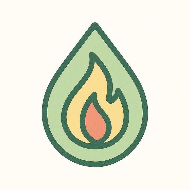 Icon showing a flame inside a water droplet