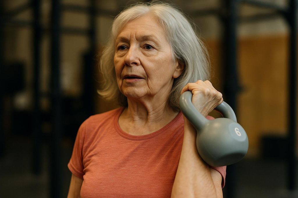 Older woman with kettlebell