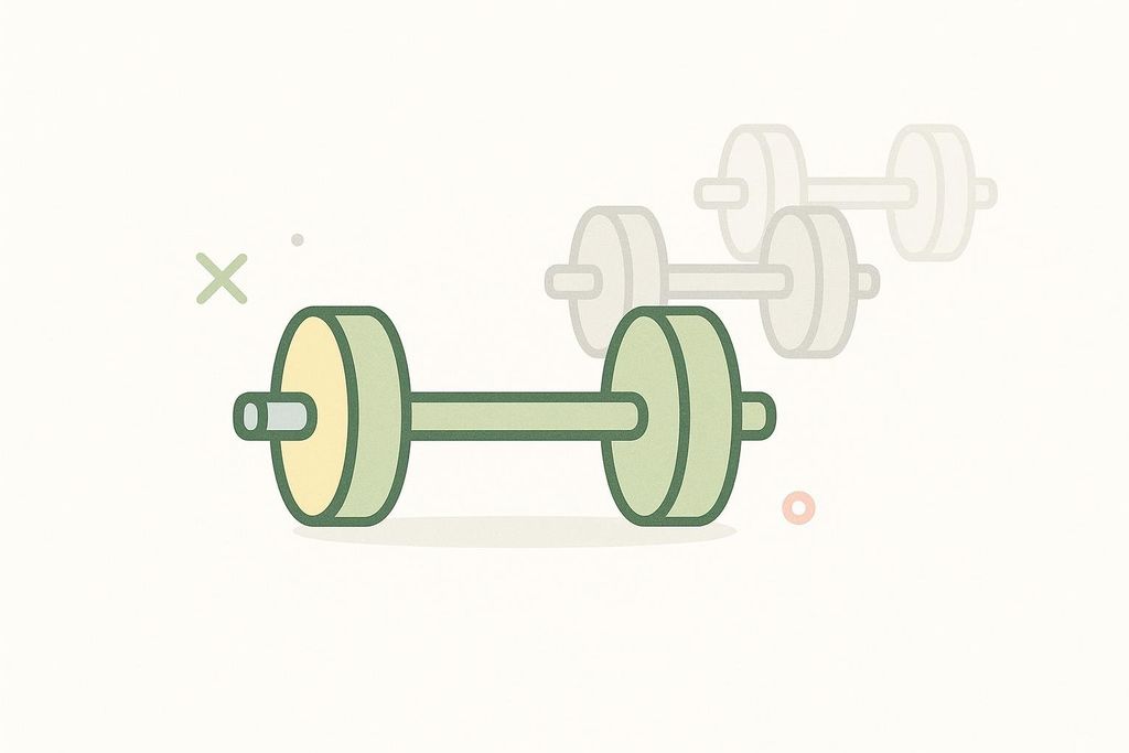A stylized green and yellow barbell with three faded, translucent barbells behind it, illustrating the concept of reps in reserve (RIR).