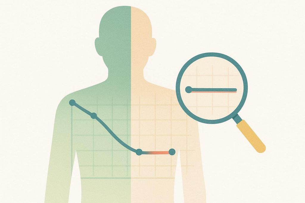 Illustration depicting a weight loss plateau and the use of data to understand it.