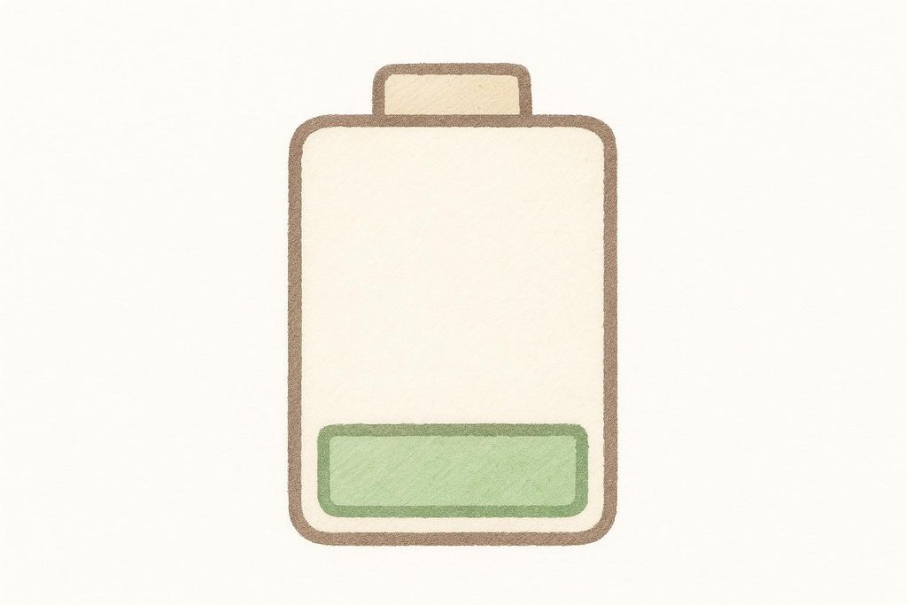 Battery icon indicating a marginal increase in energy levels.