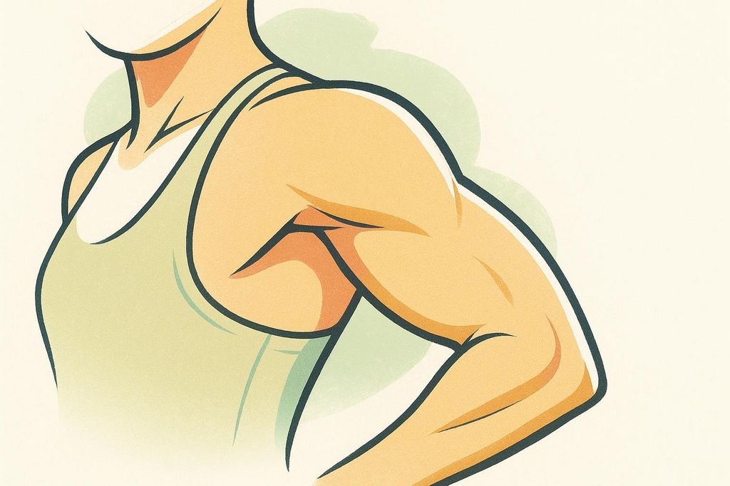 Stylized illustration of an arm showing the horseshoe shape of the triceps.