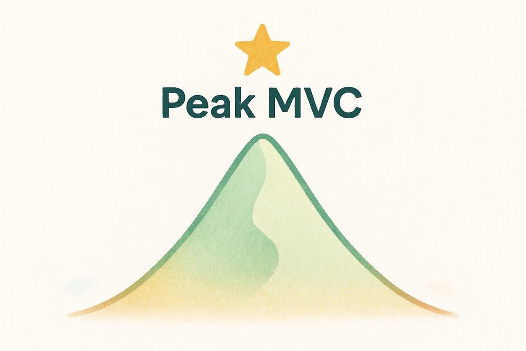An illustration showing a green and yellow mountain-like graph with the text 'Peak MVC' and a gold star above it, representing peak muscle activation.