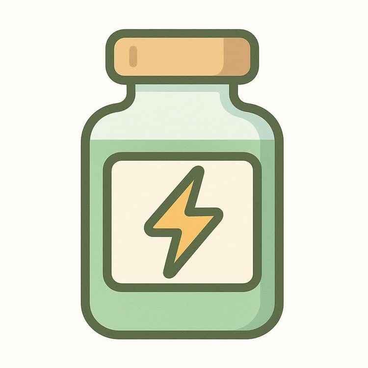 Icon of a medical vial with a lightning bolt representing energy and potency