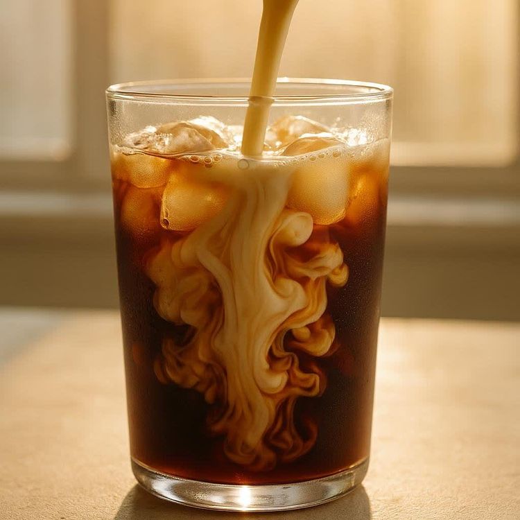 Icon showing a split between coffee beans and protein powder