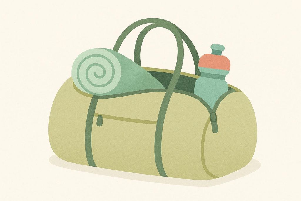 Stylized illustration of a gym duffel bag ready for a class