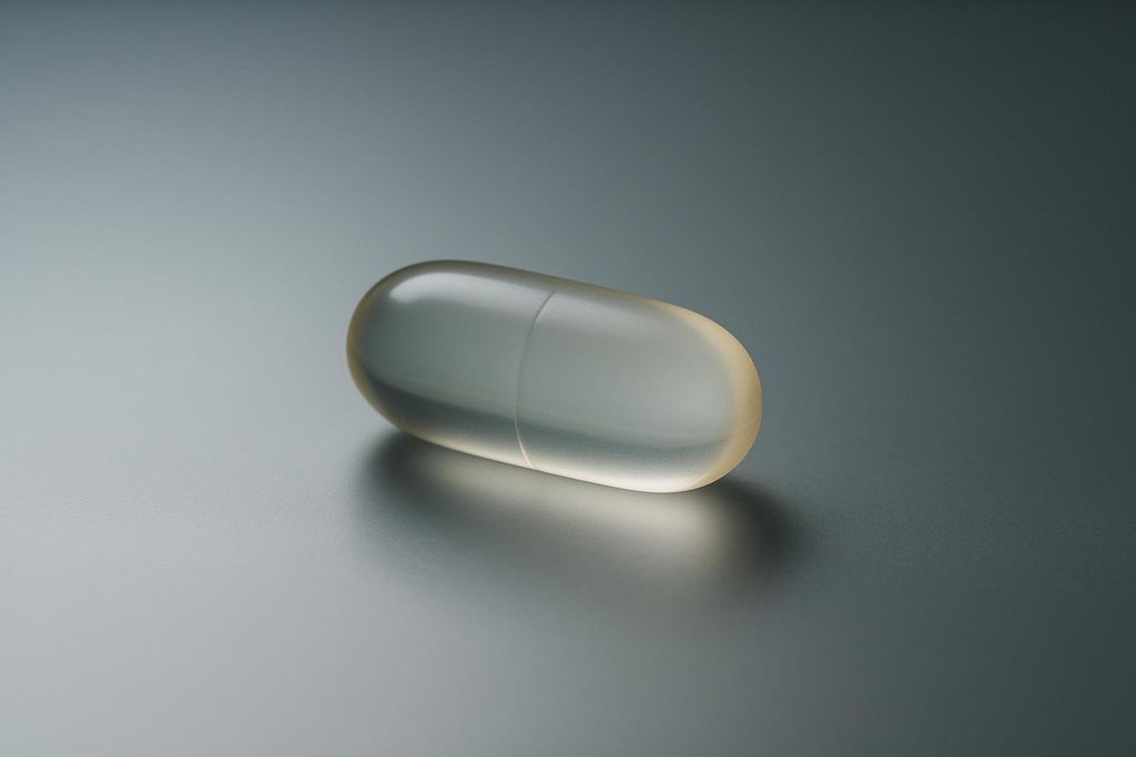 A minimal, clean shot of a generic translucent capsule.