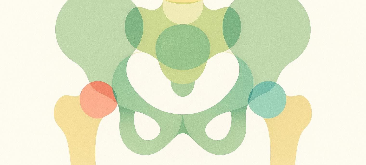 An abstract geometric representation of the human pelvic bone