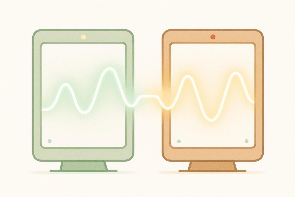 Two identically matched glowing graphs highlighting continuous data.