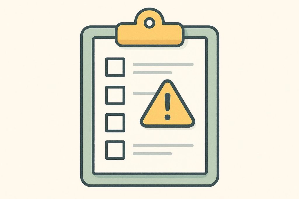 Illustration of a clipboard with a warning symbol