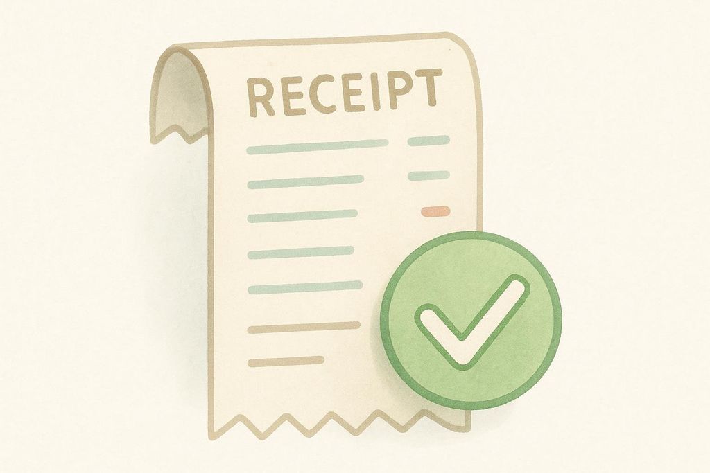 Smartphone sitting next to a blurred paper receipt