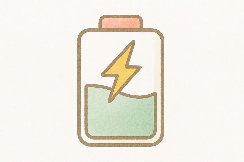Charging battery icon representing caloric refueling