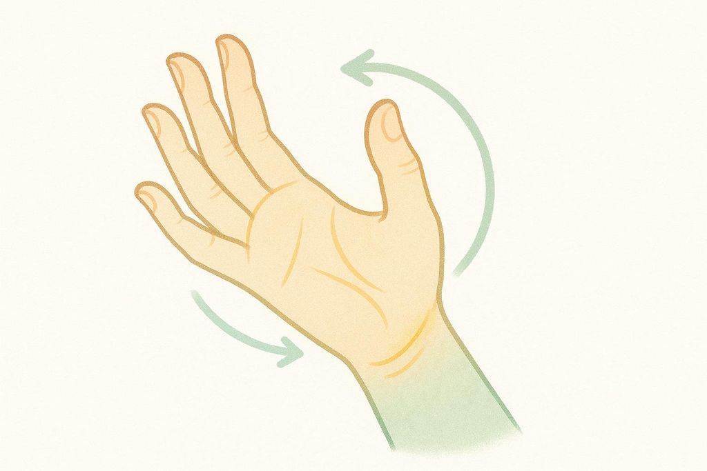 Illustration showing gentle wrist rotation and blood flow