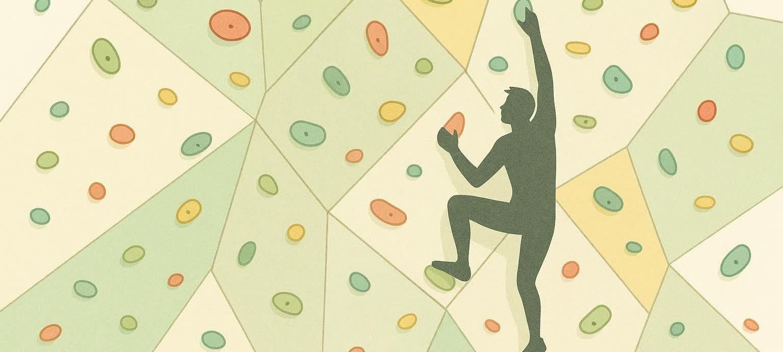 Abstract representation of a bouldering wall