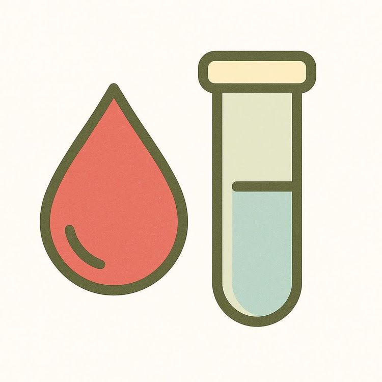 Icon of a blood drop and test tube