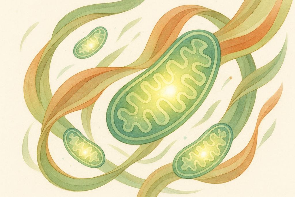 Illustration showing the energy-producing mitochondria inside a cell