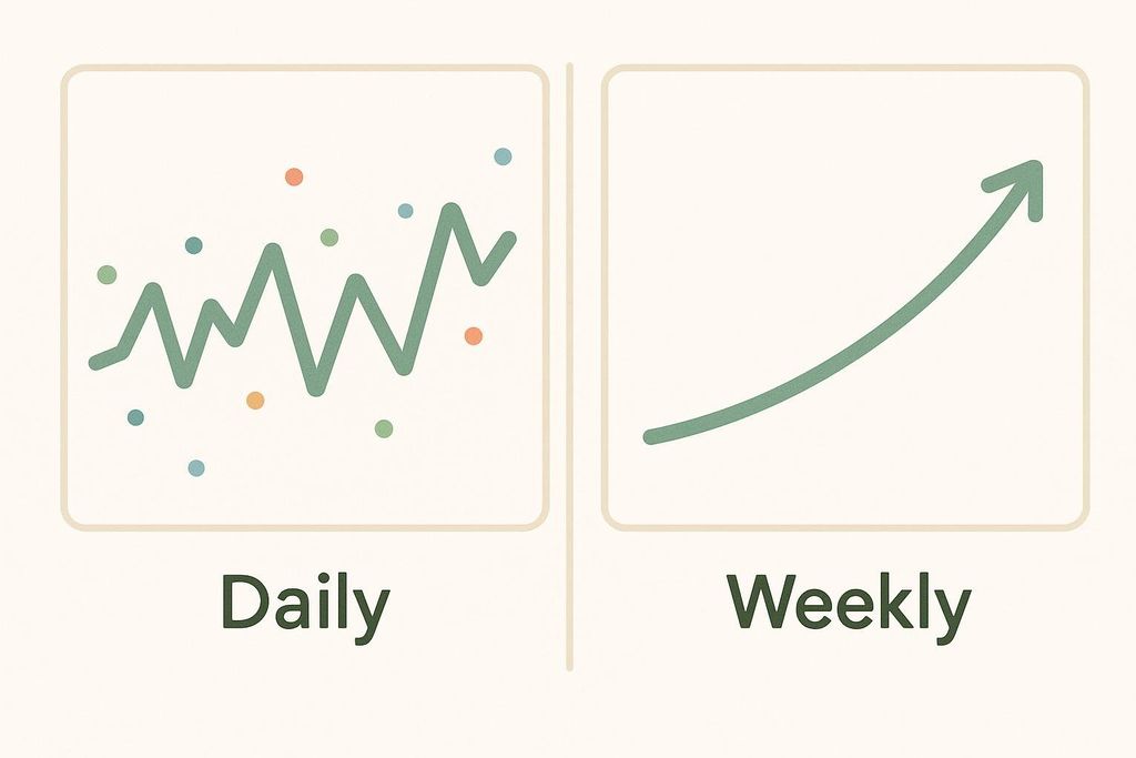 Comparison of jagged daily readings and smooth weekly trend lines in side-by-side panels.