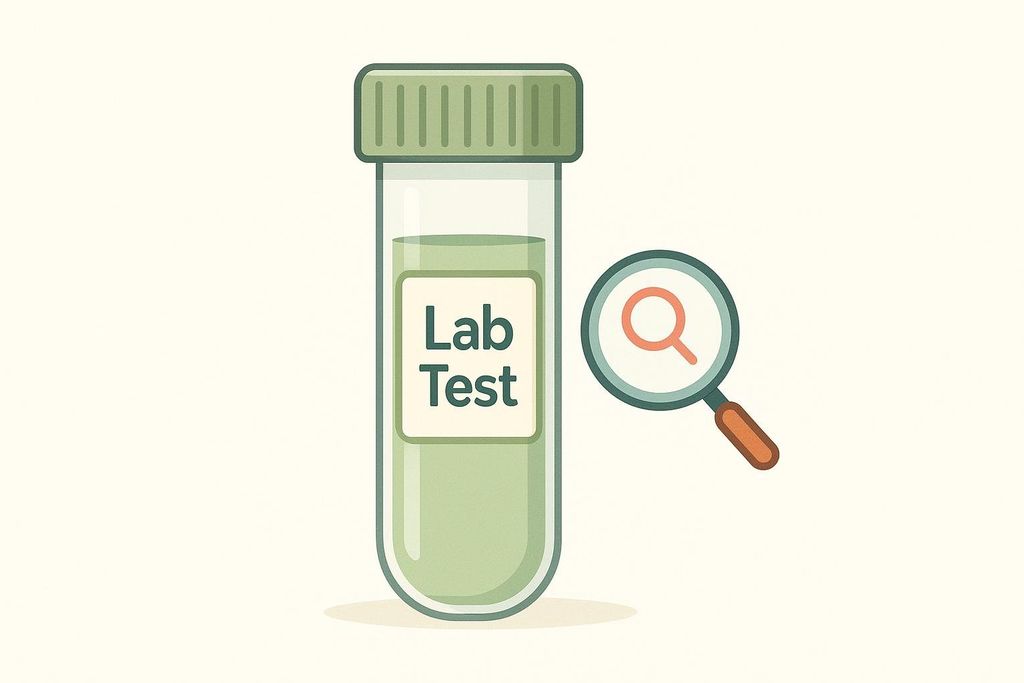 Illustration of a lab vial used for medical testing