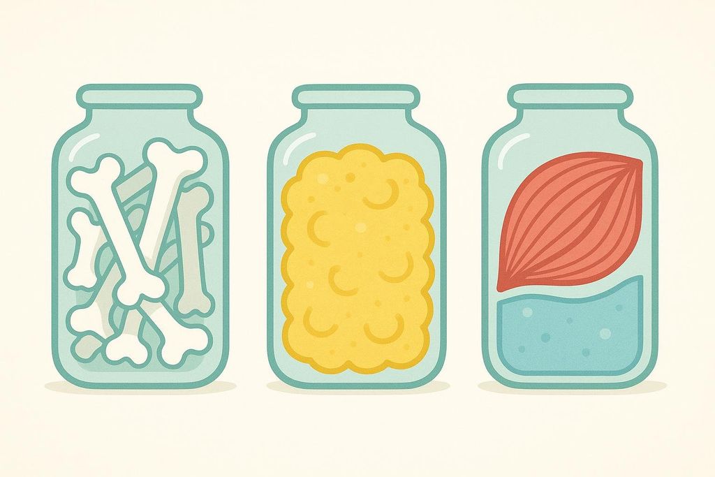 Illustration of body composition compartments: Bone, Fat, and Lean Tissue