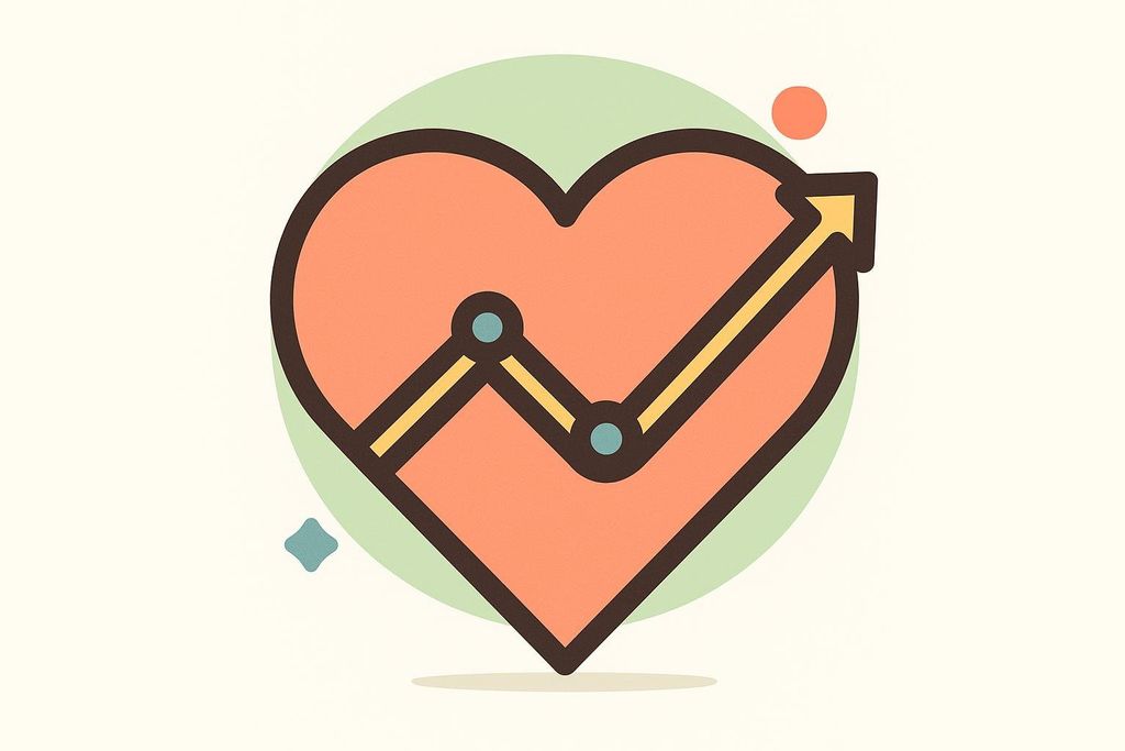 A glowing heart with an upward trend symbolizing improved cardiovascular and metabolic health.