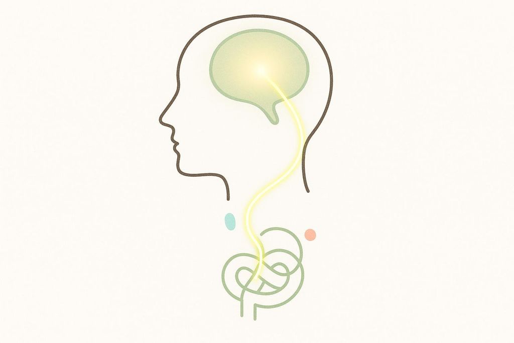 Abstract illustration indicating the connection between the brain and the gut.