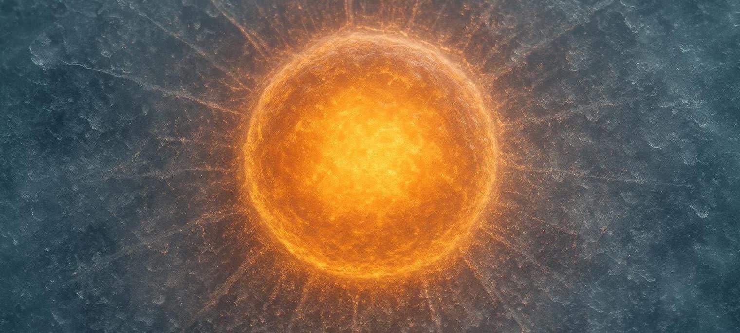 Glowing cell on a frosty background.