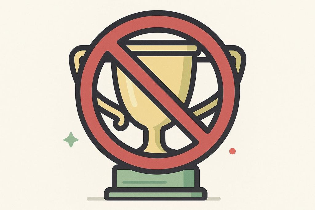 An illustration of a gold sports trophy with a red 'prohibited' circle and diagonal line over it, signifying that Sermorelin is banned for athletes.