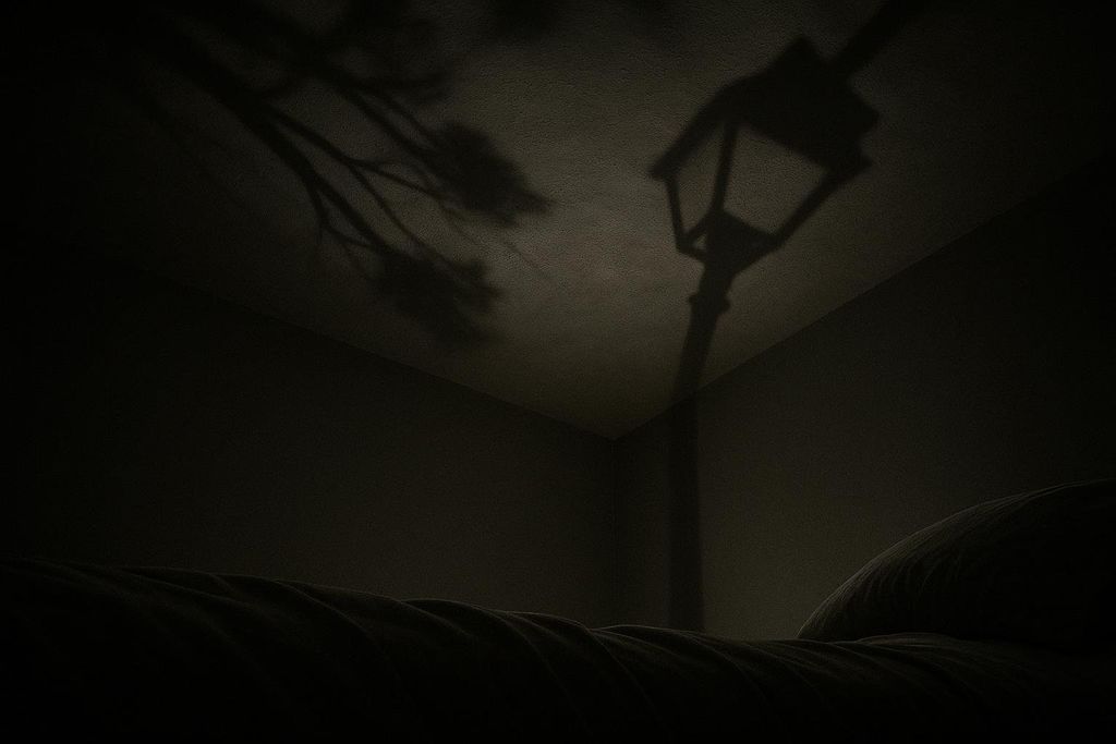 Perspective of an insomniac staring at a dark ceiling at night