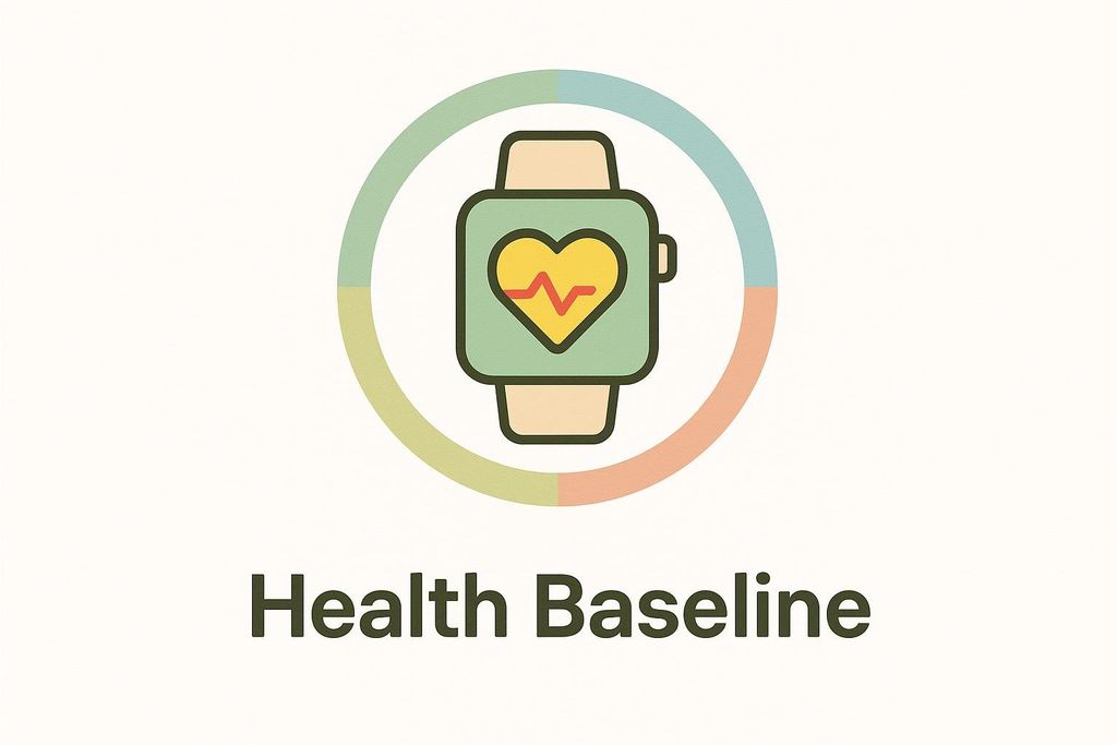 Smartwatch icon displaying health baseline data next to text label.