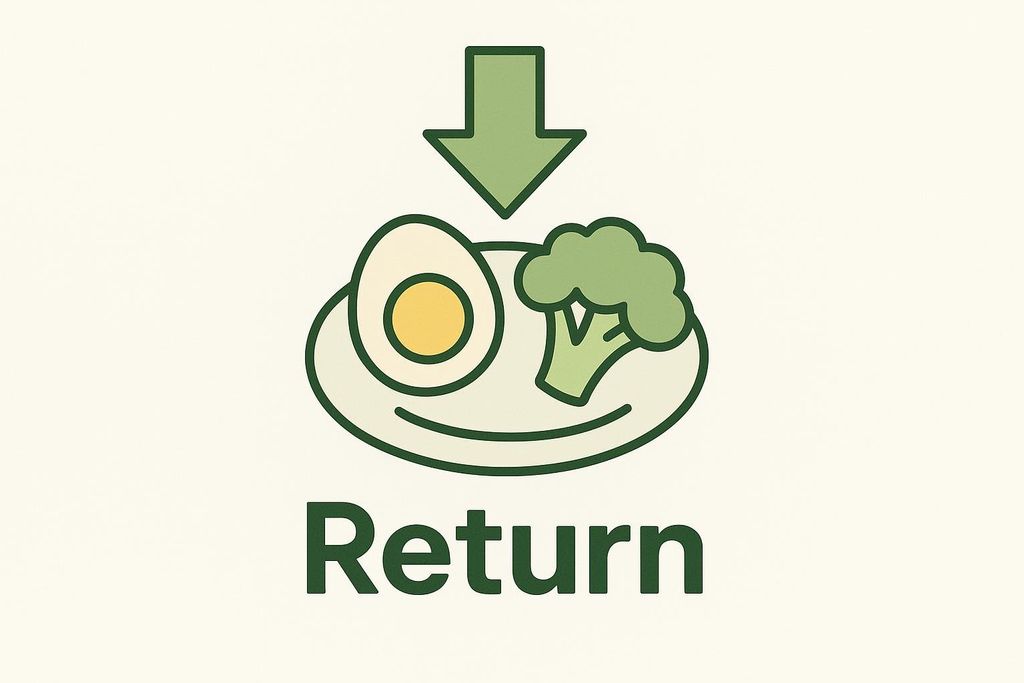 Illustration showing egg and broccoli being reintroduced to a plate