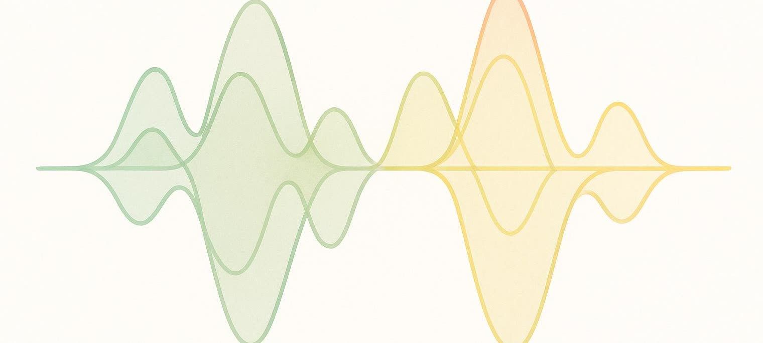 Abstract visualization of two data waves merging into one perfect line.