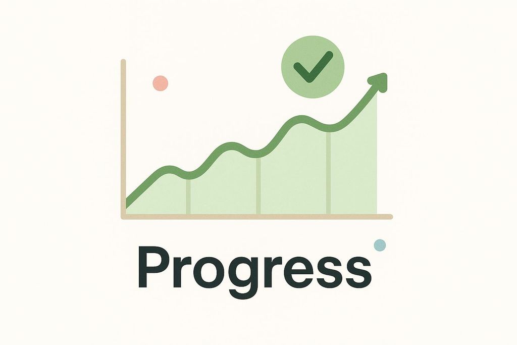 An upward trending line chart labeled Progress