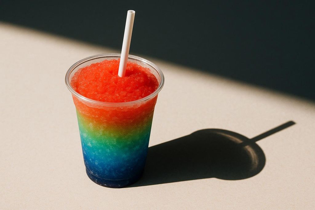 Ice slushy drink in the sun for pre-cooling