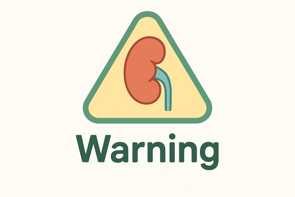 Medical alert icon showing a warning triangle with a kidney