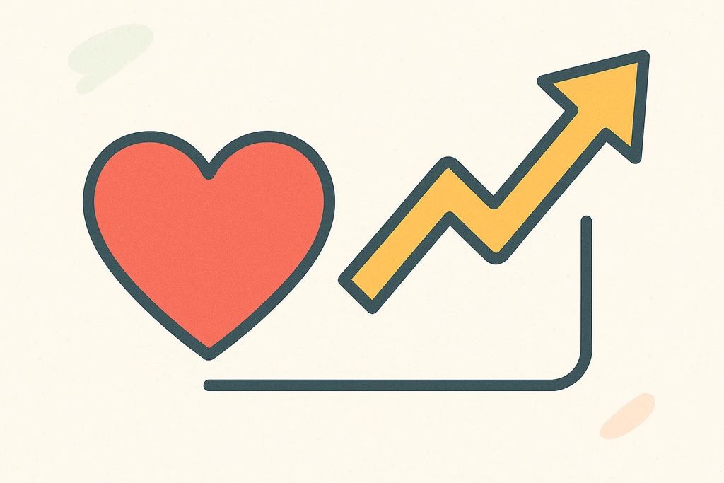 Heart icon with an upward arrow illustrating increased cardiovascular risk.