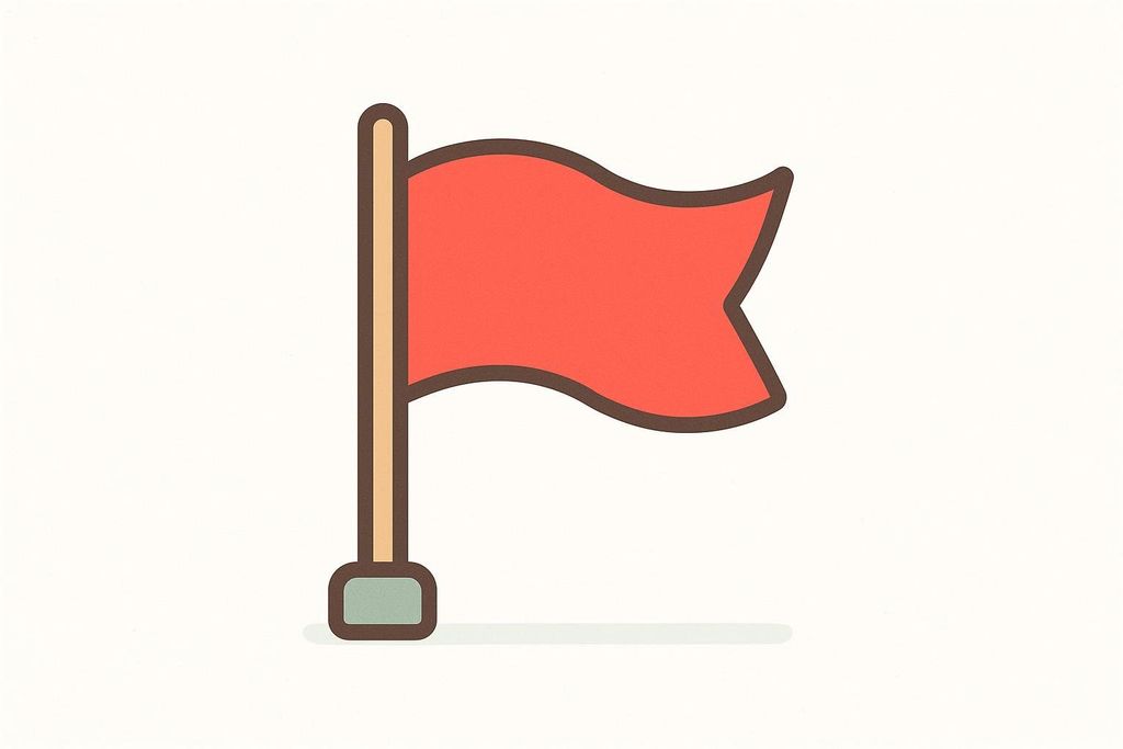 An illustration of a simple red flag on a flagpole, possibly used as an icon or symbol.
