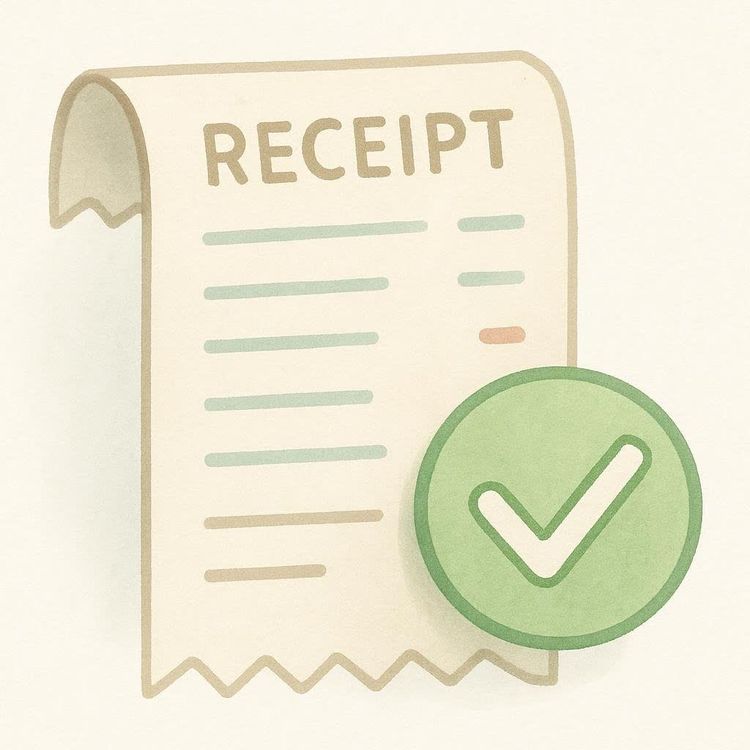 Illustration of a receipt with a valid checkmark