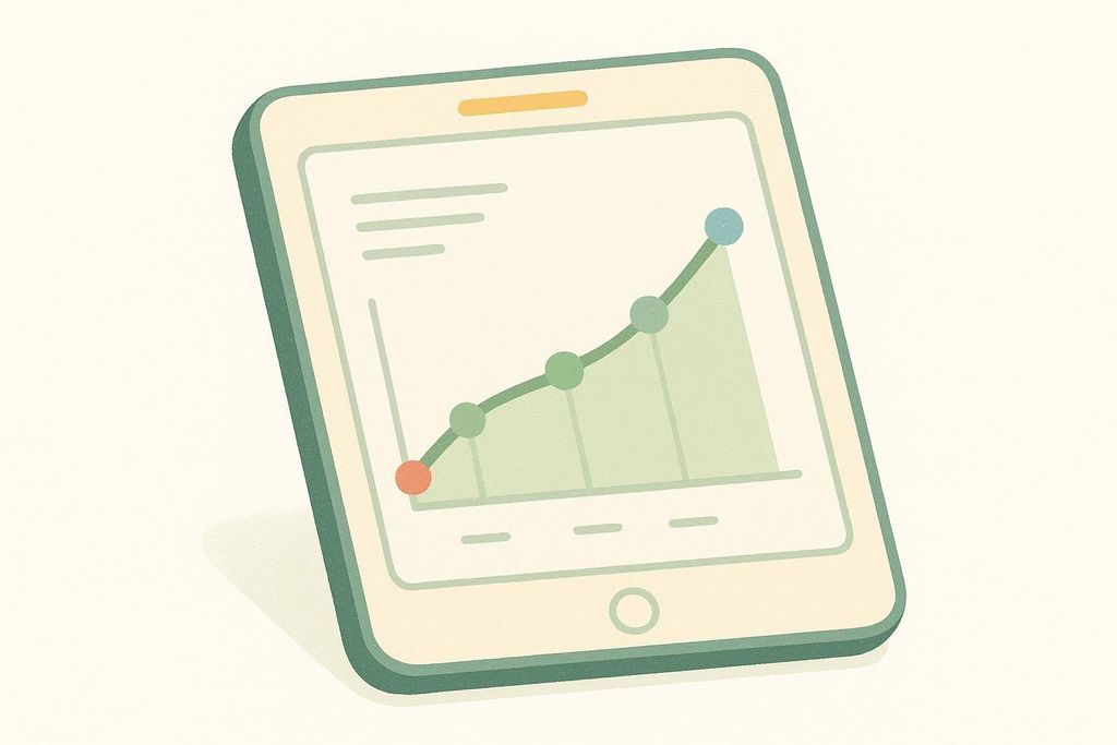 Line graph on a screen showing a trend over time