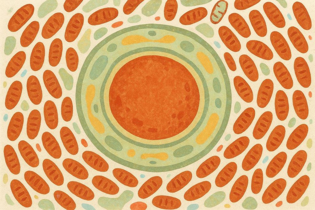 Brown fat cell packed with mitochondria.