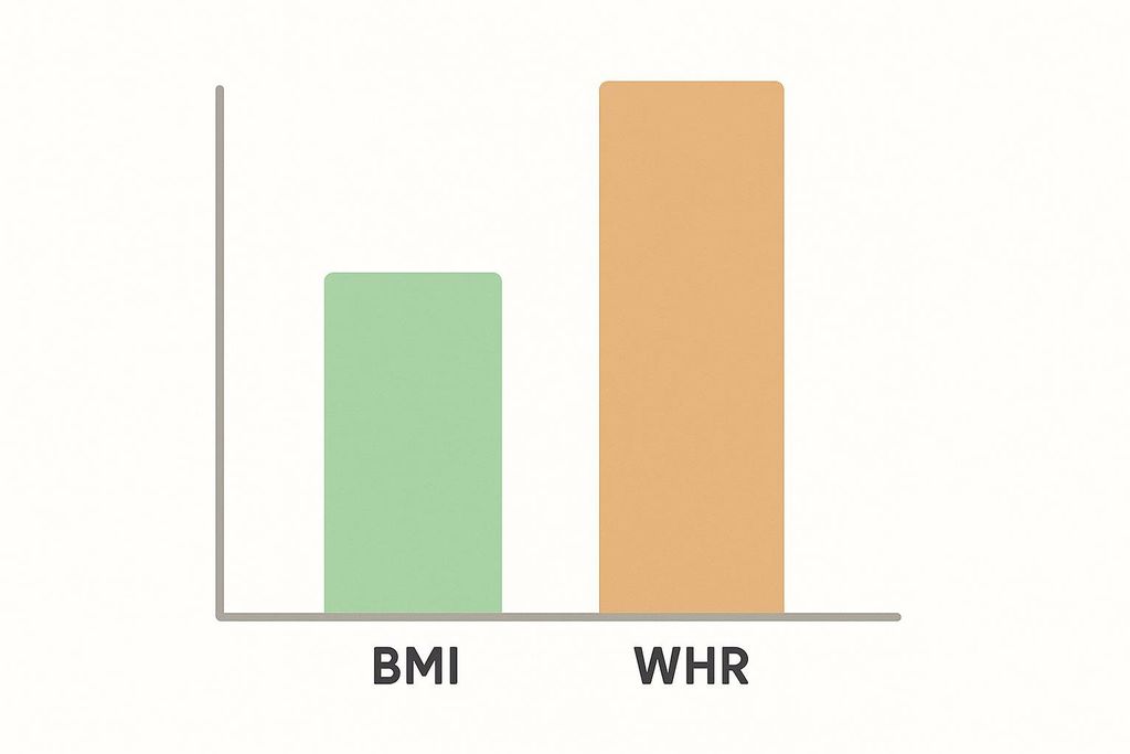 Bar chart comparing predictive strength of WHR versus BMI.