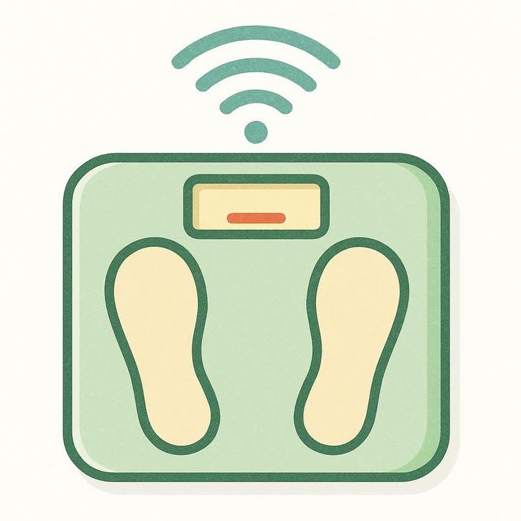 Icon of a smart scale with a Wi-Fi signal indicator.