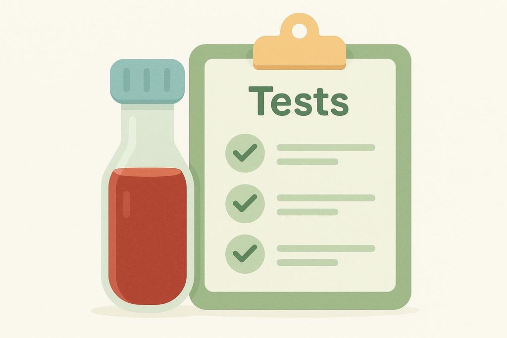 Medical vial and checklist clipboard illustration