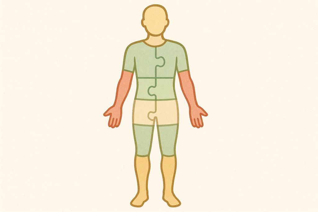 Body outline divided into segments for analysis