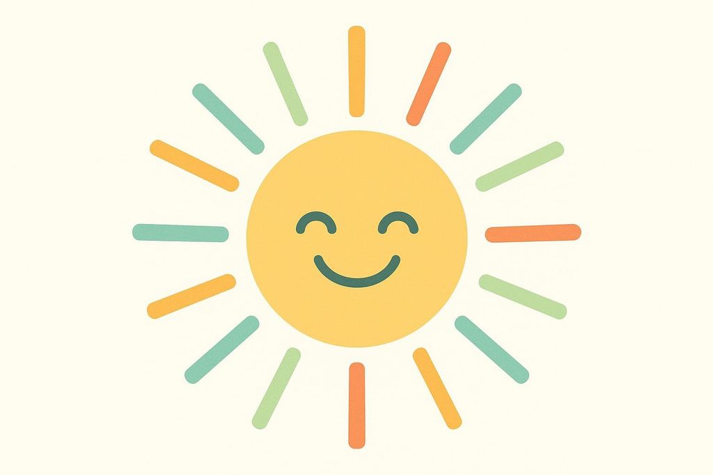Smiling face with sun beams