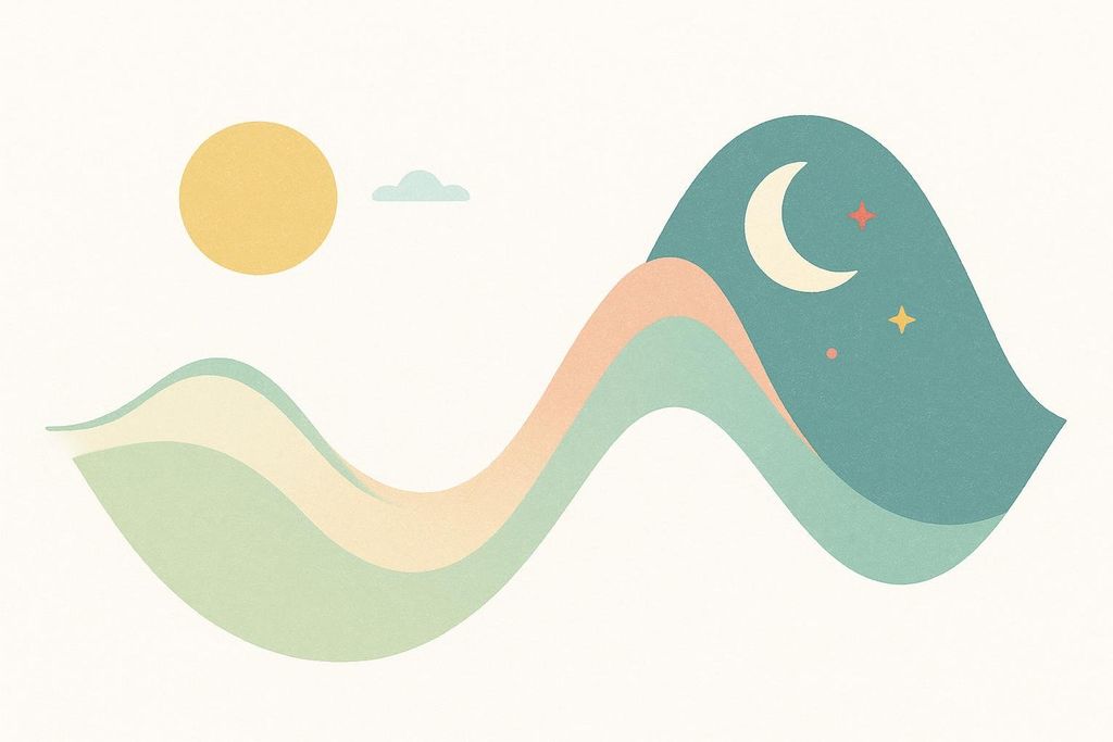 Abstract wave chart showing the rise of melatonin at night