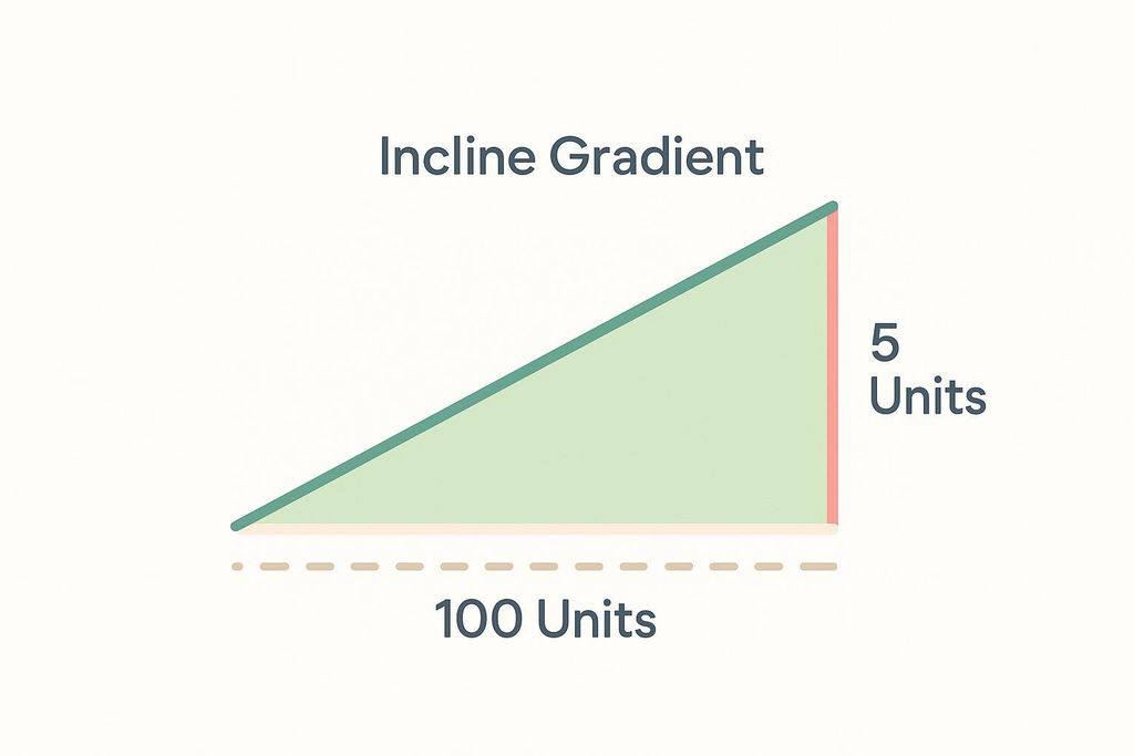Diagram showing the geometry of a 5 percent incline gradient